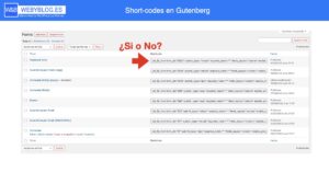 Problemas al usar shortcodes en Gutenberg o Elelementor