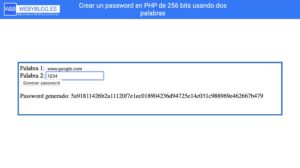 crear un password en php de 256 bits usando dos palabras